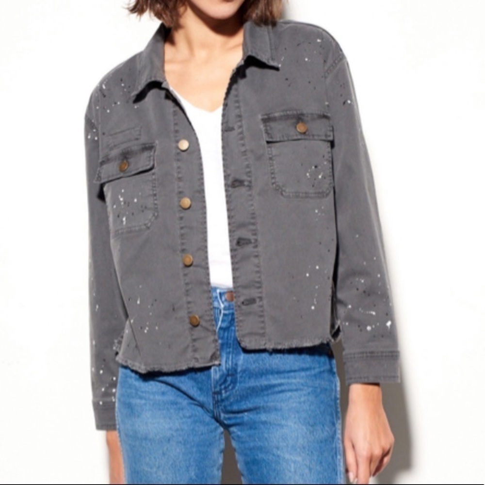 NWT SUNDRY Paint Splattered Denim Shirt Jacket